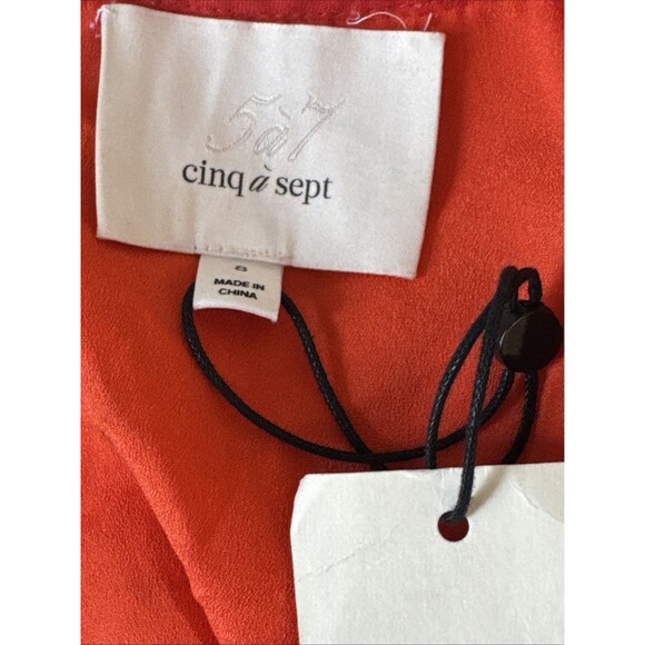 NWT Cinq a Sept Size 8 Crochet Orange Red Sweater Blouse Top New - Picture 6 of 12